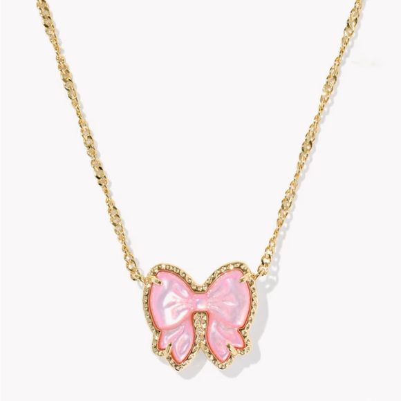 kendra scott haley bow gold blush mother of pearl short pendant necklace - Picture 1 of 4